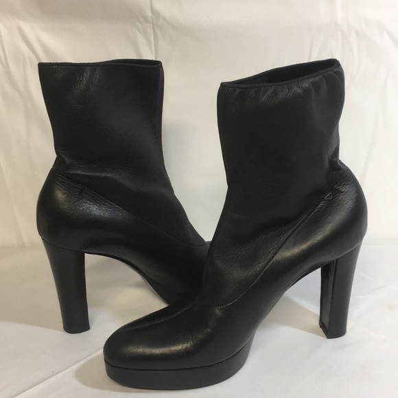 Celine Shoes - Celine black leather boots Italy 39 C platform